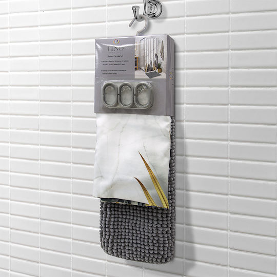 Lino Home Frame Κουρτίνα Μπάνιου Υφασμάτινη 180x200cm Μπεζ