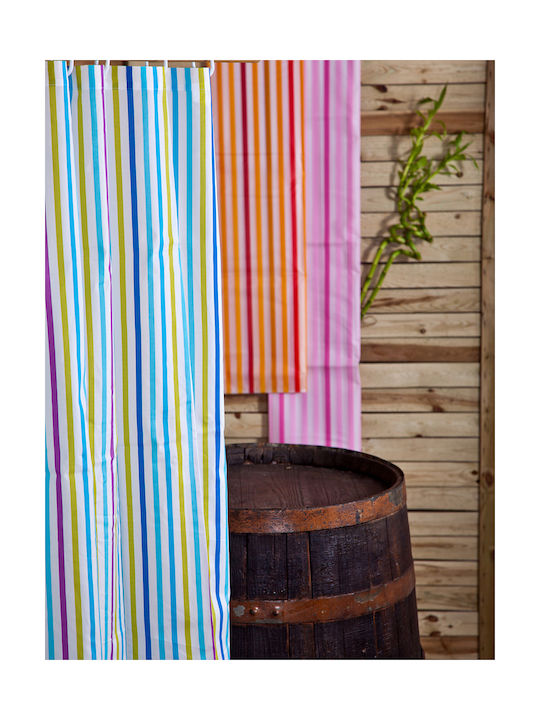 Palamaiki Stripes Κουρτίνα Μπάνιου 180x200cm Ροζ - red