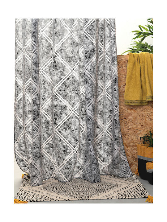 Palamaiki Tiles Κουρτίνα Μπάνιου Υφασμάτινη 180x200 cm Γκρι