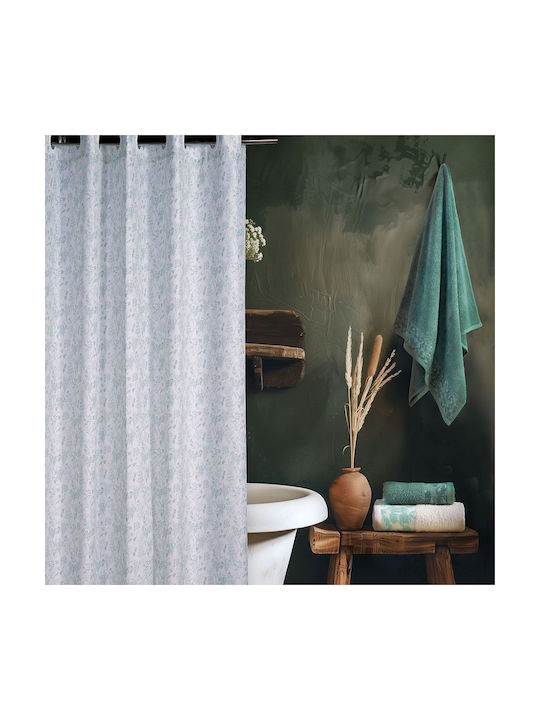 Nef-Nef Homeware Odete Κουρτίνα Μπάνιου με Τρουκς 180x200cm Πράσινη