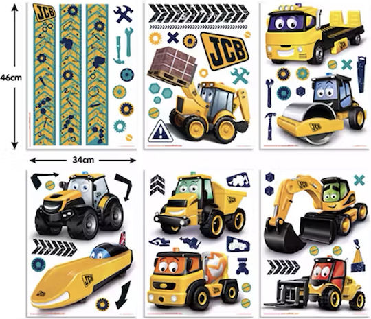 Walltastic Детска стикерна за стена Стена My Firts Jcb Decor Kit 65бр