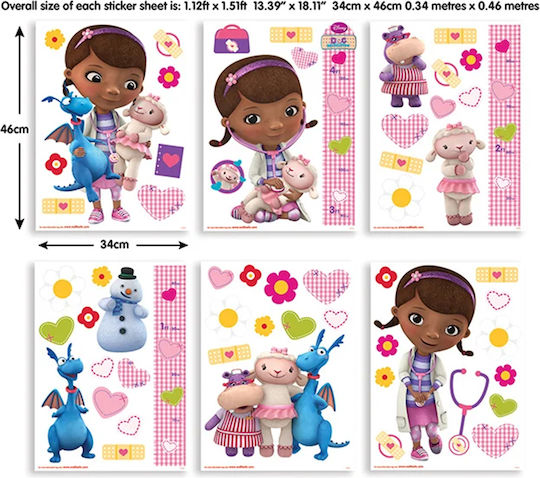 Комплект за декорация Walltastic Doc McStuffins 59 стикера за стая Детски стенни стикери