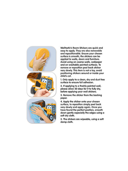 Walltastic Kids Wall Sticker My Firts Jcb Decor Kit 65pcs
