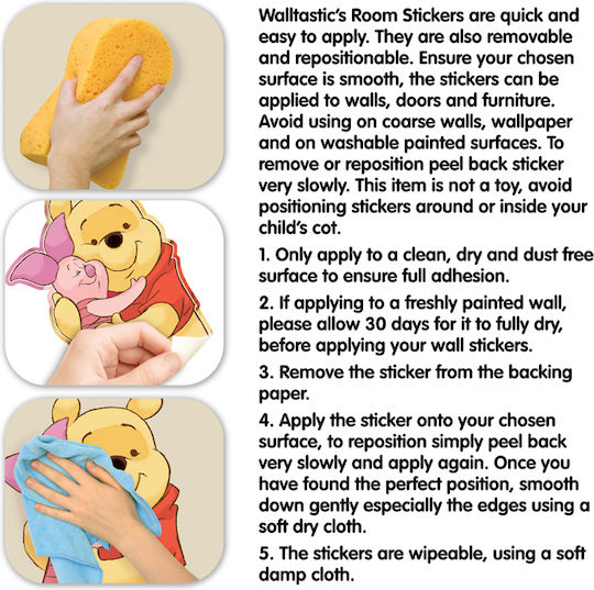 Walltastic Детска стикерна за стена Стена Winnie The Pooh Decor Kit 79бр