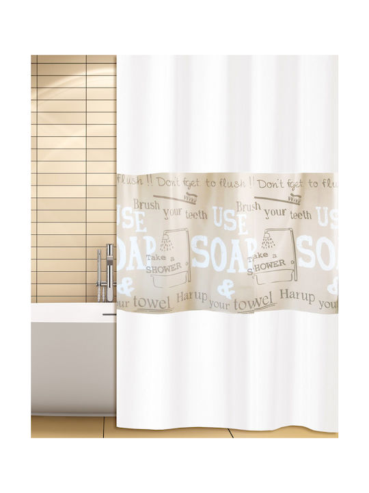 San Lorentzo Soap Fabric Shower Curtain 180x200cm Beige 2044