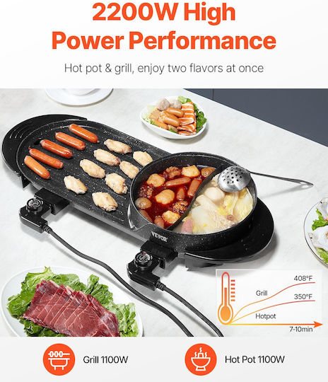 Vevor Teppanyaki Grilling Plate with Adjustable Thermostat 2200W
