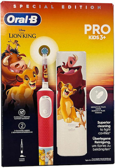 Oral-B Vitality Pro Children's Electric Toothbrush for 3+ Years Lion King with Travel Case