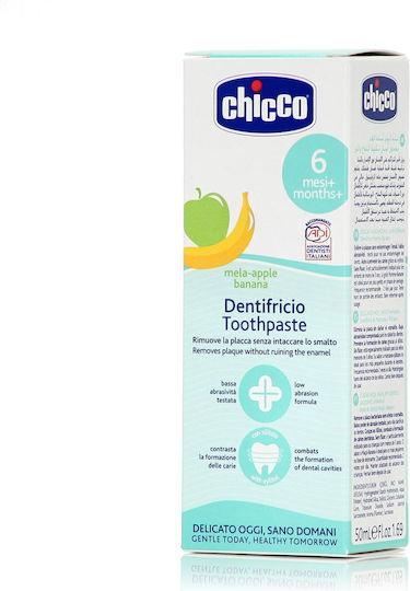 Chicco Baby Toothpaste for 6m+ with Apple-Banana Flavor Fluoride-Free 50ml