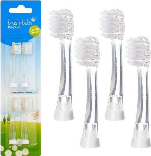 Brush Baby Brush Baby Ersatzköpfe Für Elektrische Zahnbürsten 4 Stück Für Alter 18 Monate+
