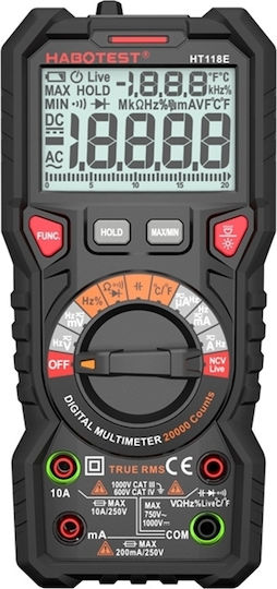 Habotest Digitales Multimeter Wahre Effektivwert mit AC / DC / Widerstand / Kapazität / Temperaturmessung HT118E