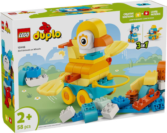 LEGO Duplo 3in1 Animals on Wheels for 2+ Years 58 Pieces