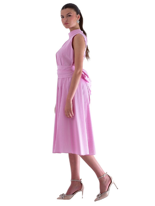 Rochie De Vară Pentru Nuntă / Botez Midi Roz