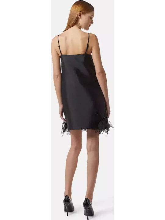 Summer Mini Evening Satin Black Dress