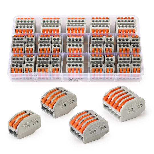 Clema Set of Quick Connectors, Quick Lever Terminal Blocks for Electrical Installations with 2, 3, 5, and 8 Pins, Type 222 35buc