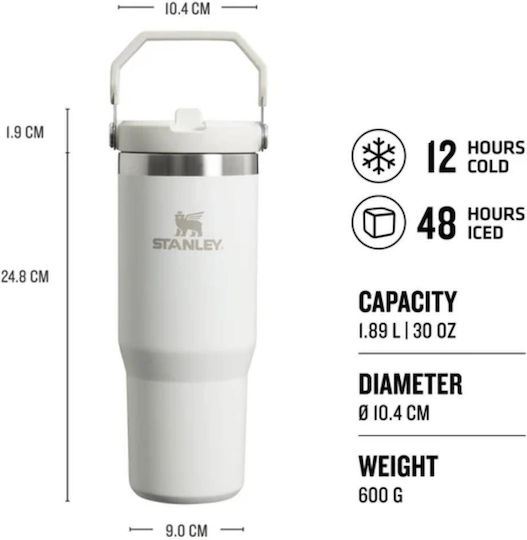 Stanley Iceflow Flip Straw Tumbler Thermos Stainless Steel BPA Free 890ml Cherry Blossom with Straw