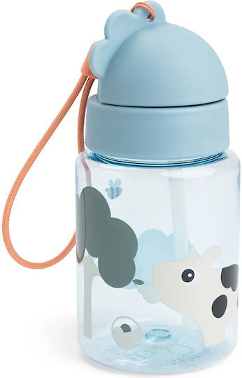 Done by Deer Kids Water Bottle Silicone with Straw Blue 280ml