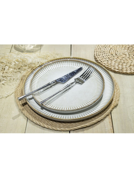 GTSA Plate Shallow Ceramic White with Diameter 21cm 6pcs