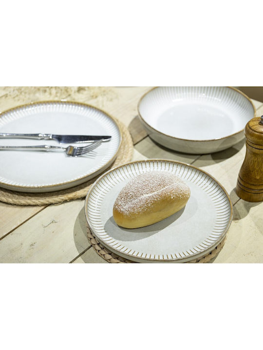 GTSA Plate Shallow Ceramic White with Diameter 21cm 6pcs