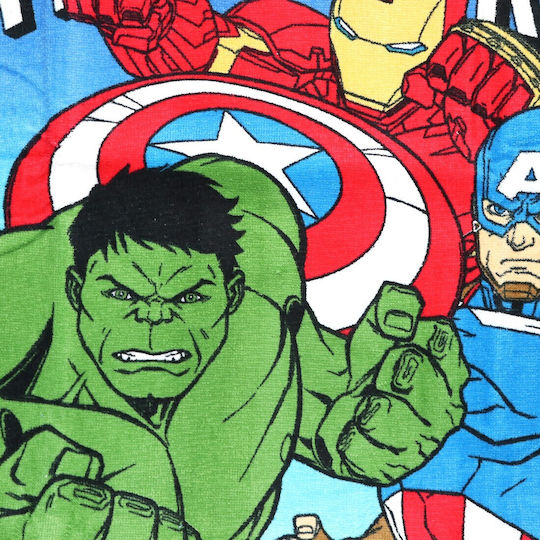 Marvel Avengers Παιδικό Βαμβακερό Πόντσο Θαλάσσης 55x110εκ Ye18250 Μπλε