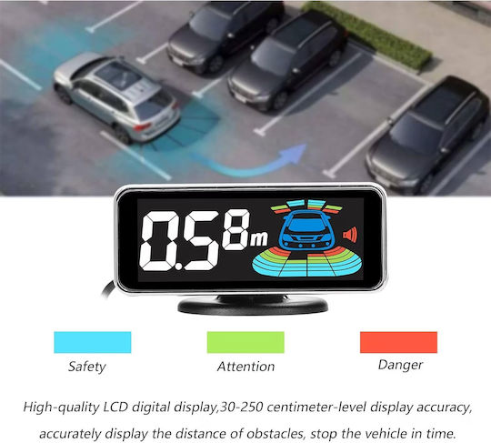 Sistem de Parcare Auto Electro AG cu Ecran / Buzzer și 8 Senzori 22mm în Culoare Albastru