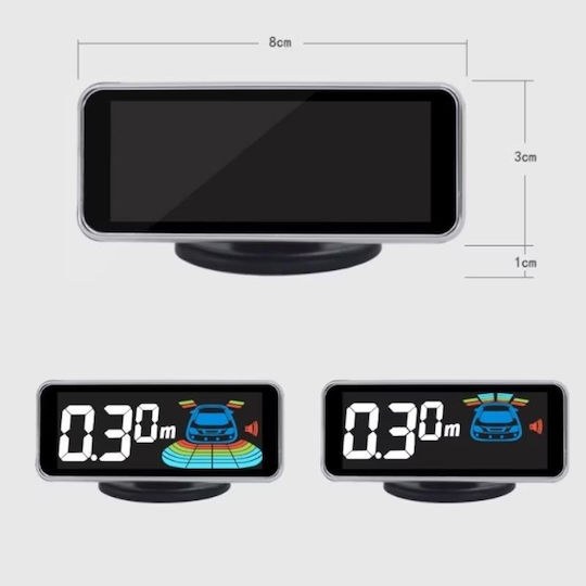 Sistem de Parcare Auto Electro AG cu Ecran / Buzzer și 8 Senzori 22mm în Culoare Roșu