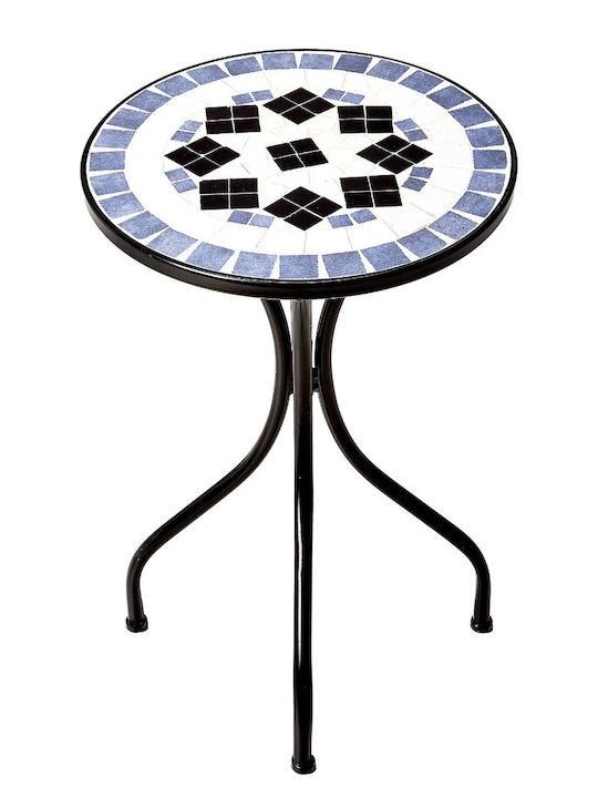 Auxiliary Outdoor Table with Ceramic Surface and Metal Frame Light Blue 35x35x54cm