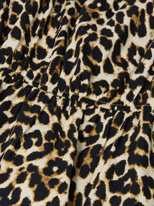 Παιδικό Φόρεμα Αμάνικο Animal Print Καφέ