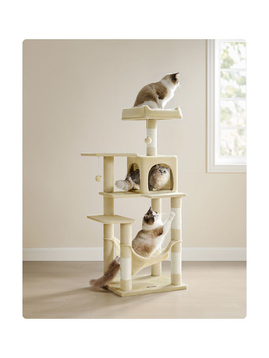 Feandrea Scratching Post Cat Trees Beige 5 levels 55x45x143cm