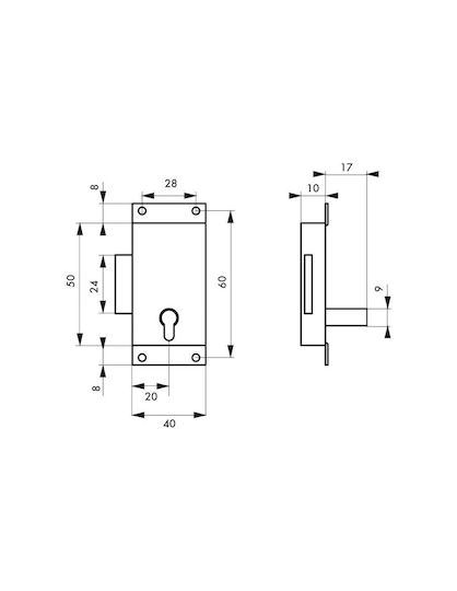 Furniture Lock 40mm Steel 1 Key Thirard 00100242