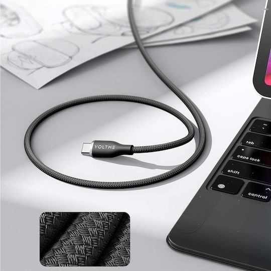 Voltme Braided USB 2.0 Cable USB-C Male - USB-C 100W PD Black 1m