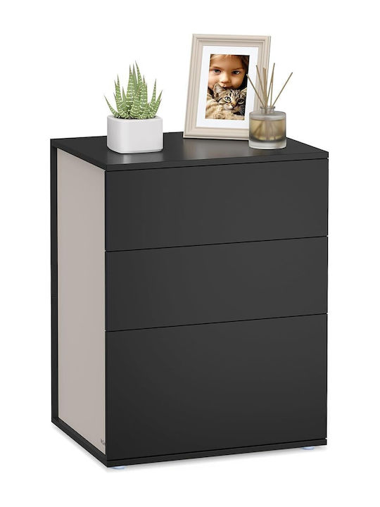 Black Wooden Bedside Table 45x35x58.7cm