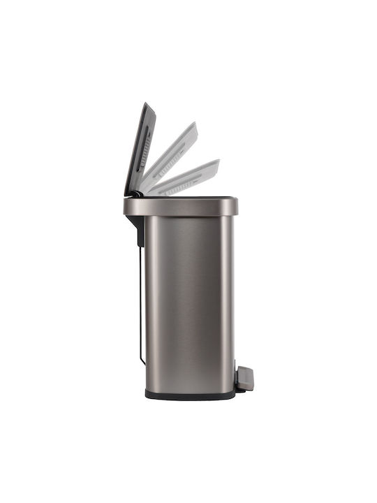 Estia Soft Close Mülleimer aus Inox Silber 50lt