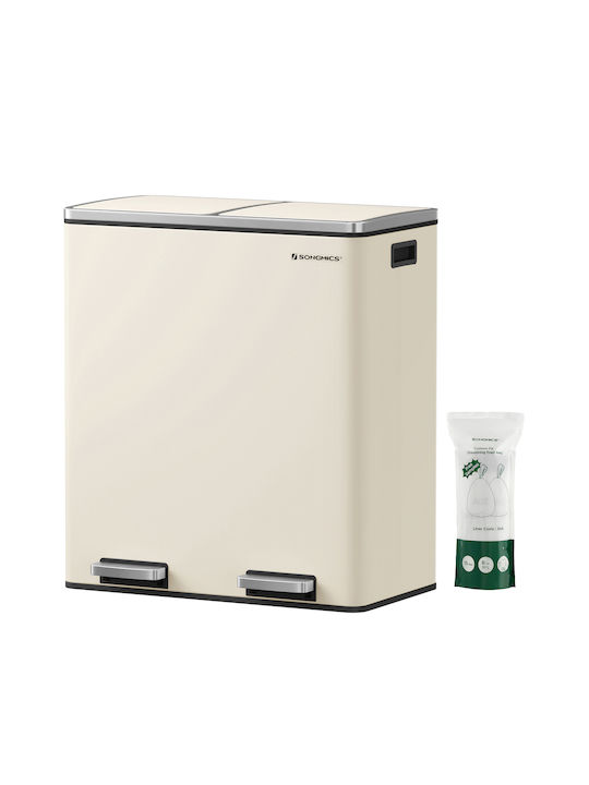 Songmics Two-Tone Trash Bin 60L Soft Close Pedal 58.5x36x65cm Ltb060a01