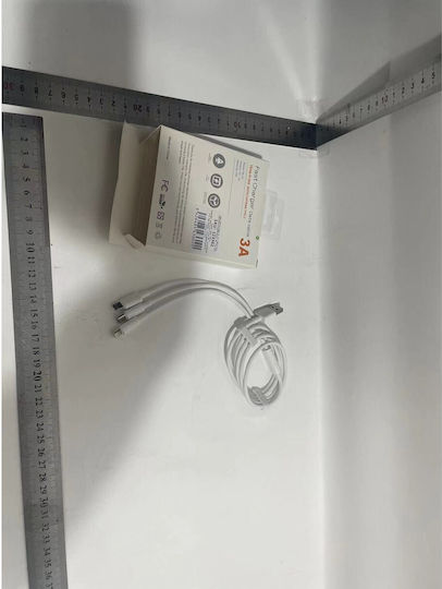 3-in-1 Flippy Sx USB Cable 21 USB To Micro USB USB-C iPhone Compatible 3A 1.2m White