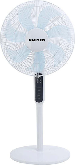 United Usf-689 Ανεμιστήρας Ορθοστάτης 60W Διαμέτρου 40cm με Τηλεχειριστήριο Λευκός