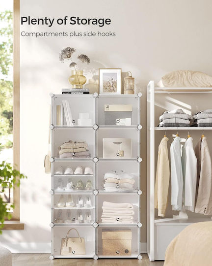 Offener Schuhschrank aus Kunststoff, Transparent, L82 x B32 x H152 cm