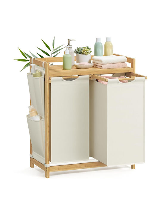 Songmics Σετ Καλάθια Απλύτων Bamboo 100lt με Καπάκι 67x33x78cm Μπεζ