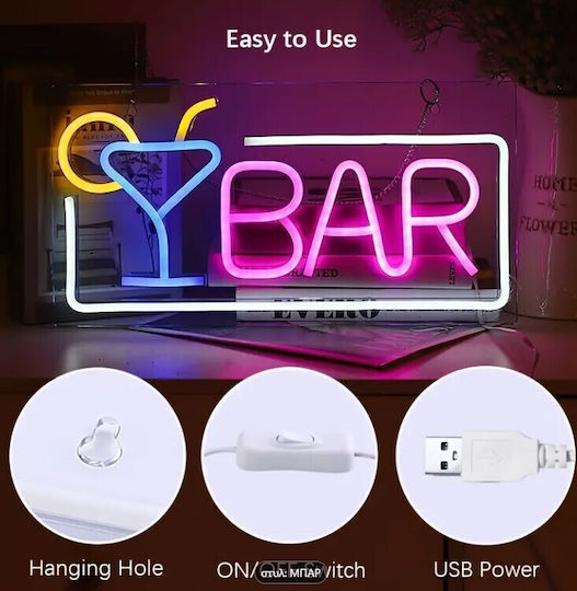 Νέον Επιγραφή LED Μονής Όψης 42x22cm