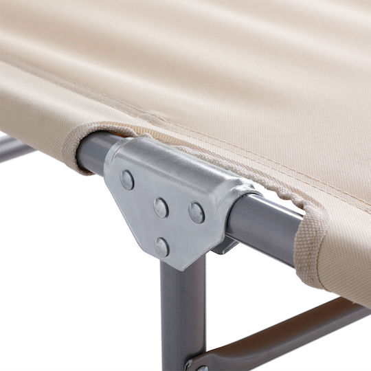 Bakaji Beach Sunbed Grey Foldable Metallic with Shader