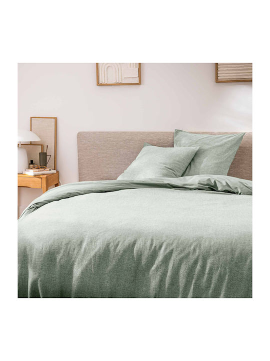 Duvet Cover Set Cotton Queen with 2 Pillowcases 240x220 L-c Meline Sage
