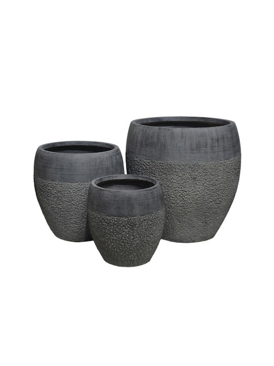 HomeMarkt Σετ 3 Γλάστρες Μεταλλικές Σκούρο Cement HomeMarkt Σετ 3 Γλάστρες Μεταλλικές Σκούρο Cement