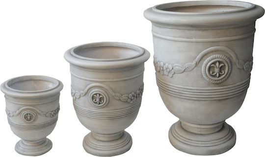HomeMarkt Set of 3 Metallic Flower Pots Off-White 57.5x72.5cm