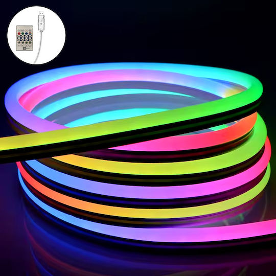 Αδιάβροχη Led Ταινία Neon Cob Flex Rgbw 5v Usb 10m Ip67 Τηλεχειριστήριο Σύνδεση Εφαρμογή Κινητού Rixme Rgb-ic-10m