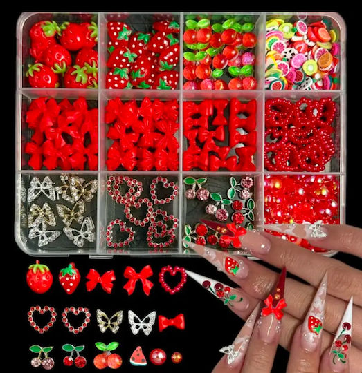 Σετ Κοσμημάτων Νύχια Nail Art Μικτά Μεγέθη Red Summer