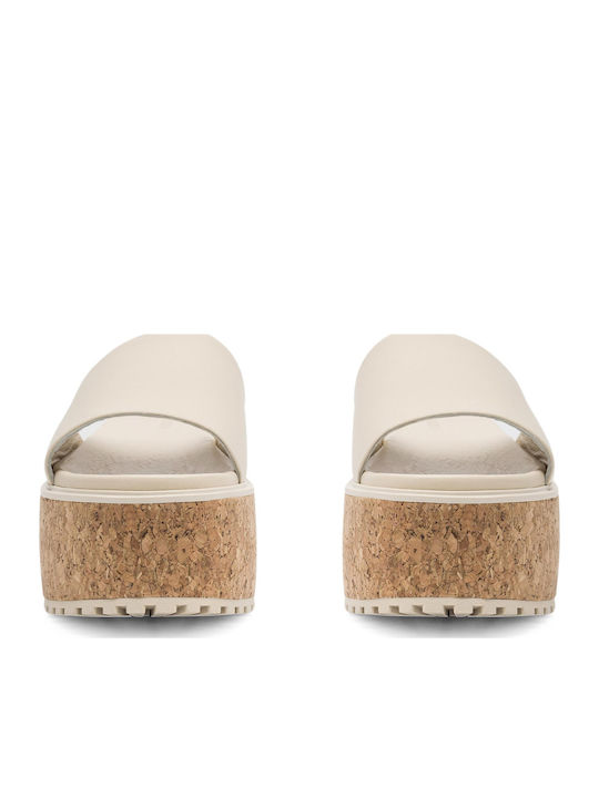 Women's Flat Sandals in Beige Color