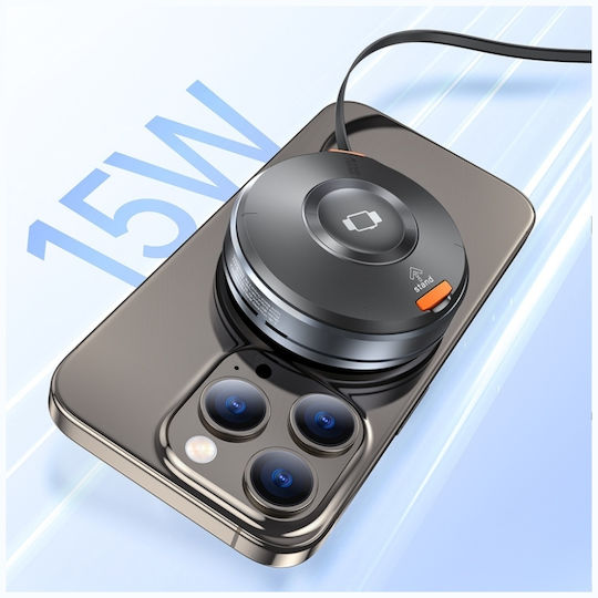 Awei Încărcător Wireless (Qi Pad) și Cablu USB-C 15W Negruς (W27)