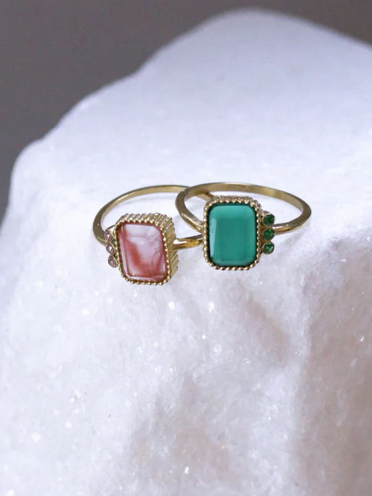 AEC Paris Damen Ring mit Zirkonia aus Stahl Vergoldet
