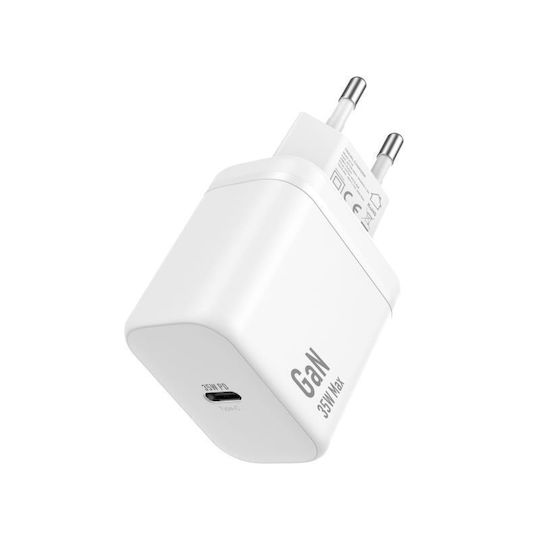 iNOS Charger GaN with USB-C Port and Cable USB-C - Lightning 35W Power Delivery / Quick Charge 3.0 Whites