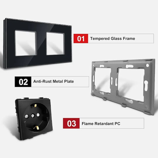 Power Socket Black 1pcs
