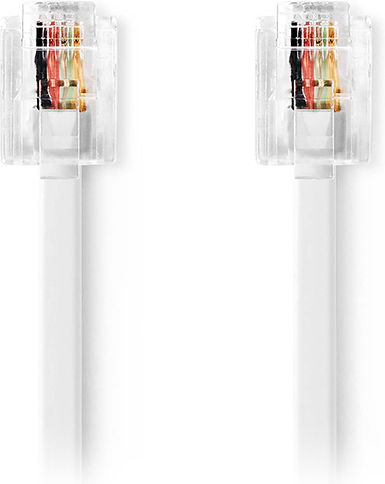 Nedis Flat Τηλεφωνικό Καλώδιο RJ11 6P4C 10m Λευκό (TCGL90200WT100)